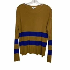 Nordstrom BP Mustard Yellow Striped Crew Neck Sweater Pullover Womens Size XS